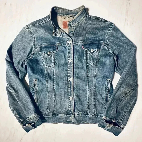Levi's Jackets & Blazers - Vintage Women's Levi’s Collarless Jean Jacket - Snap Buttons - Denim Large L